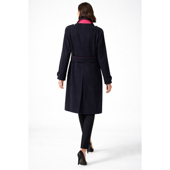OPERATIONS NYC Black Wool Cashmere Military Peacoat Trench Coat Small USA Made - Picture 7 of 16